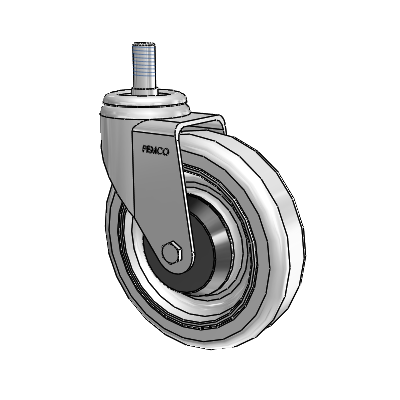 QuietKat Threaded Stem Zinc Swivel Caster with 5 x 1.25 Grey/Grey Wheel