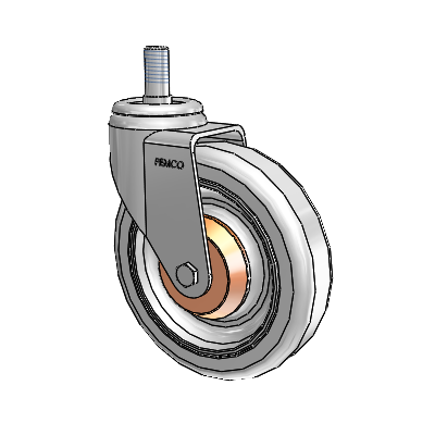 QuietKat Threaded Stem Zinc Swivel Caster with 5 x 1.25 Grey/Grey Wheel