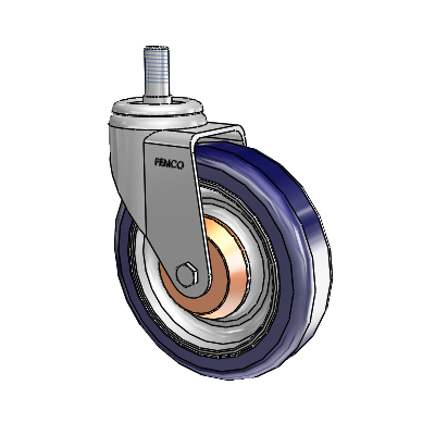 PolyKat Threaded Stem Zinc Swivel Caster with 5 x 1.25 Dark Blue/Grey Wheel