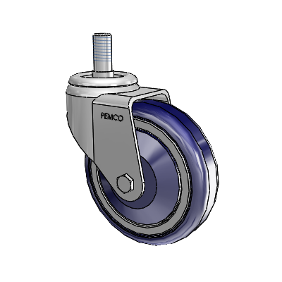 PolyKat Threaded Stem Zinc Swivel Caster with 4 x 1.25 Dark Blue/Grey Wheel