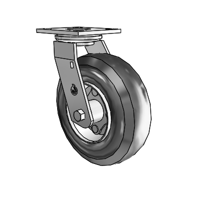 Pneumatic Top Plate Zinc Swivel Caster with 8 x 2.80/4 Black Pneumatic Wheel