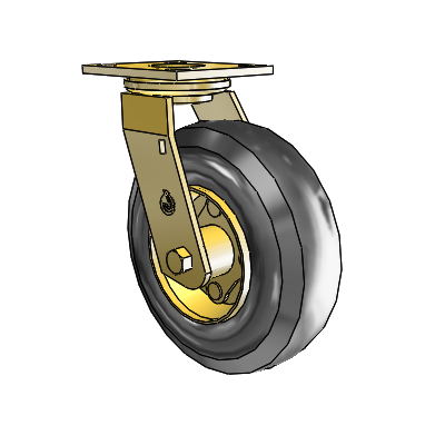 Pneumatic Top Plate Polished Brass Swivel Caster with 8 x 2.8 Black Pneumatic Wheel