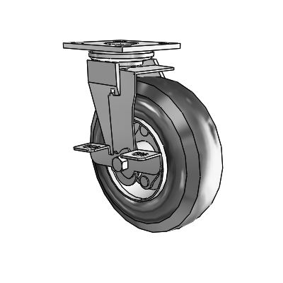 Pneumatic Top Plate Zinc Swivel Caster with 8 x 2.80/4 Black Pneumatic Wheel and VertiLoc Brake