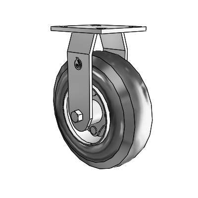 Pneumatic Top Plate Zinc Rigid Caster with 8 x 2.80/4 Black Pneumatic Wheel