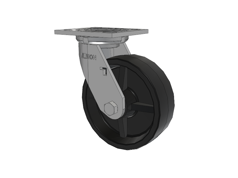 16 Series Top Plate Swivel Caster with 6 x 2 Black Polypropylene PB - Polypropylene Wheel