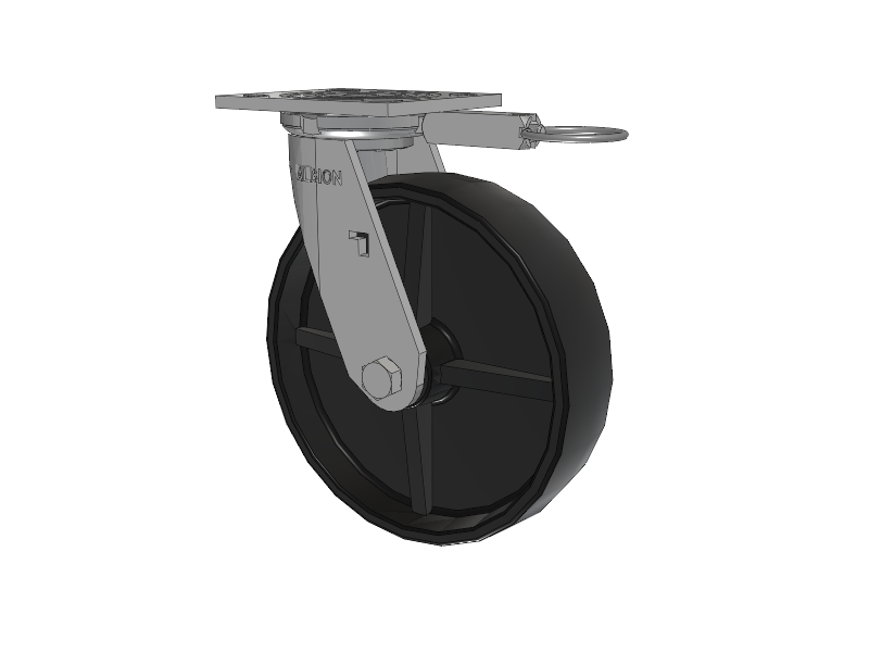 16 Series Top Plate Swivel Caster with 8 x 2 Black Polypropylene PB - Polypropylene Wheel