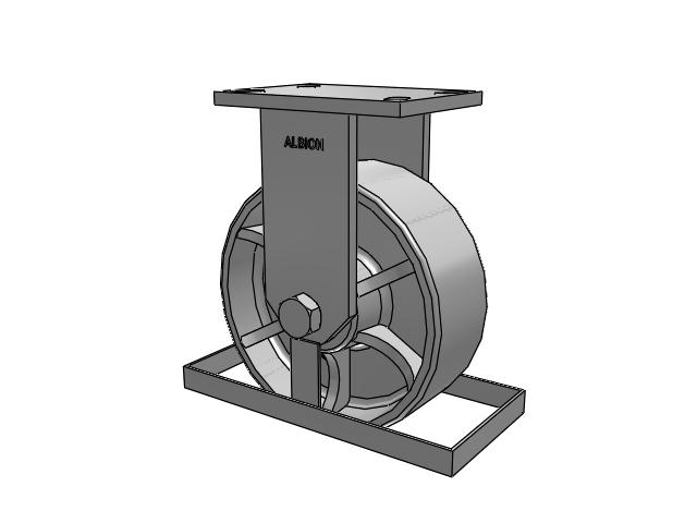 81 Series Top Plate Rigid Caster with 8 x 3 Grey Enamel CA - Cast Iron Wheel