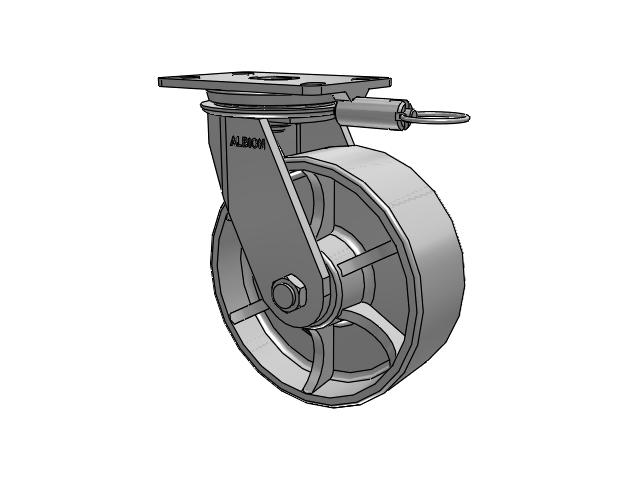 81 Series Top Plate Swivel Caster with 8 x 3 Grey Enamel CA - Cast Iron Wheel