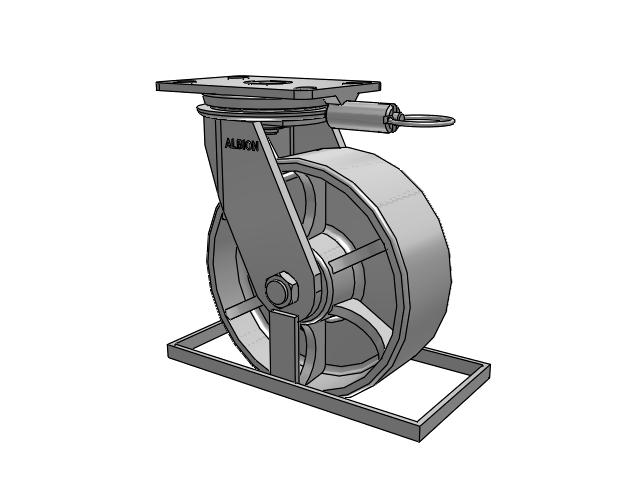 81 Series Top Plate Swivel Caster with 8 x 3 Grey Enamel CA - Cast Iron Wheel