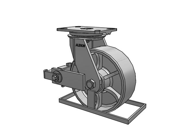 81 Series Top Plate Swivel Caster with 8 x 3 Grey Enamel CA - Cast Iron Wheel and Poly Cam Brake