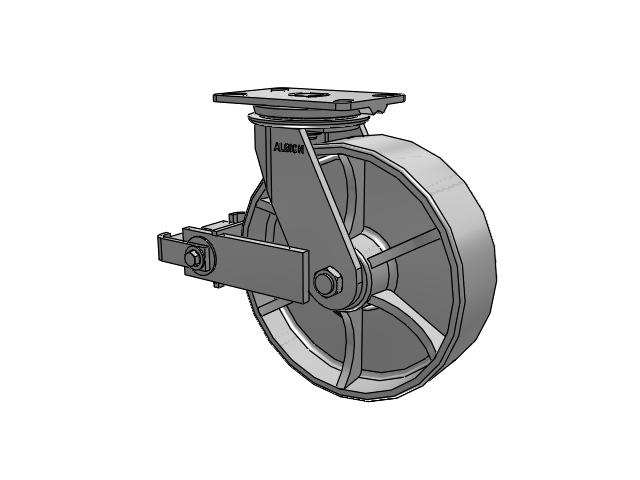 81 Series Top Plate Swivel Caster with 10 x 3 Grey Enamel CA - Cast Iron Wheel and Poly Cam Brake