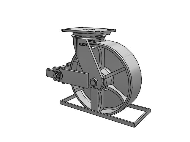 81 Series Top Plate Swivel Caster with 10 x 3 Grey Enamel CA - Cast Iron Wheel and Poly Cam Brake