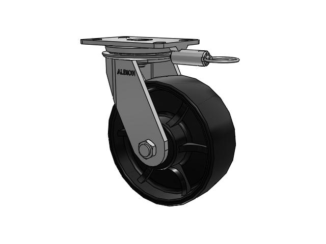 81 Series Top Plate Swivel Caster with 8 x 3 Black Paint FR - Ductile Iron Crowned Tread Wheel