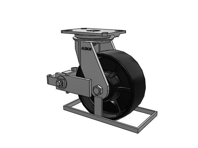 81 Series Top Plate Swivel Caster with 8 x 3 Black Paint FR - Ductile Iron Crowned Tread Wheel and Poly Cam Brake
