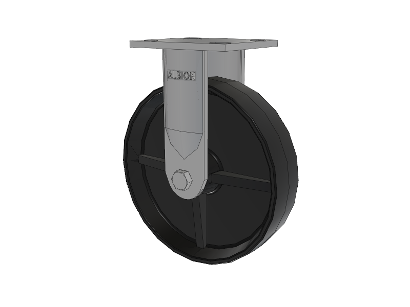 16 Series Top Plate Rigid Caster with 8 x 2 Black Polypropylene PB - Polypropylene Wheel