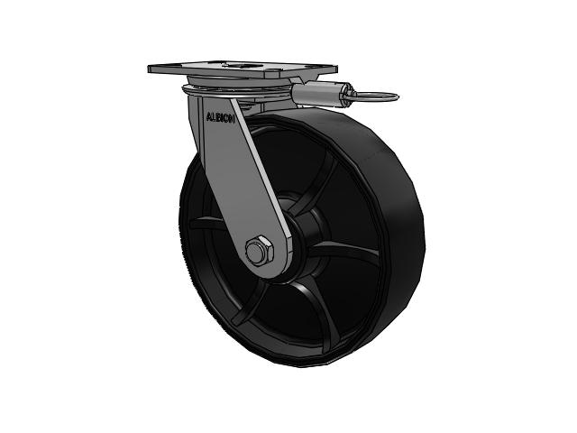 81 Series Top Plate Swivel Caster with 10 x 3 Black Paint FR - Ductile Iron Crowned Tread Wheel