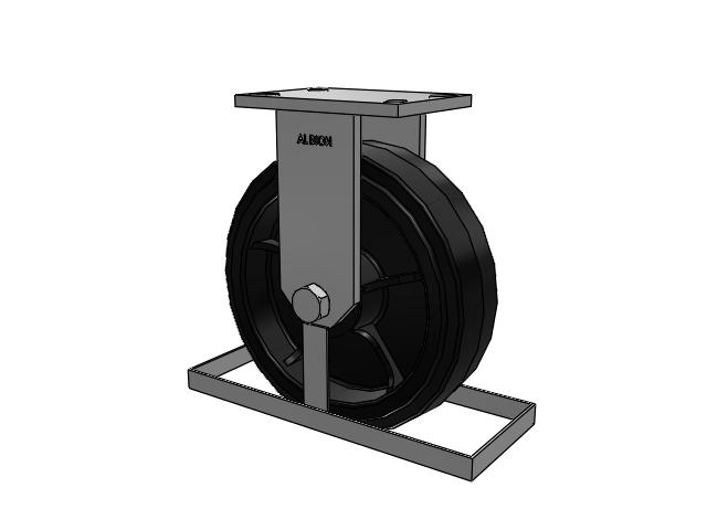 81 Series Top Plate Rigid Caster with 10 x 3 Black Tread on Black Enamel Core MR - Moldon Rubber (Cast Iron Core) Wheel