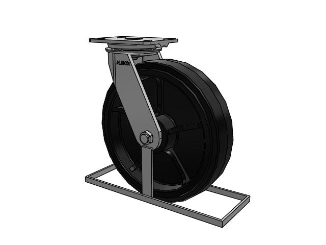 81 Series Top Plate Swivel Caster with 12 x 3 Black Tread on Black Enamel Core MR - Moldon Rubber (Cast Iron Core) Wheel