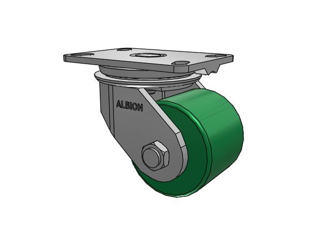 81 Series Top Plate Swivel Caster with 4 x 3.25 Green Tread on Aluminum Core PA - Polyurethane (Aluminum Core) Wheel