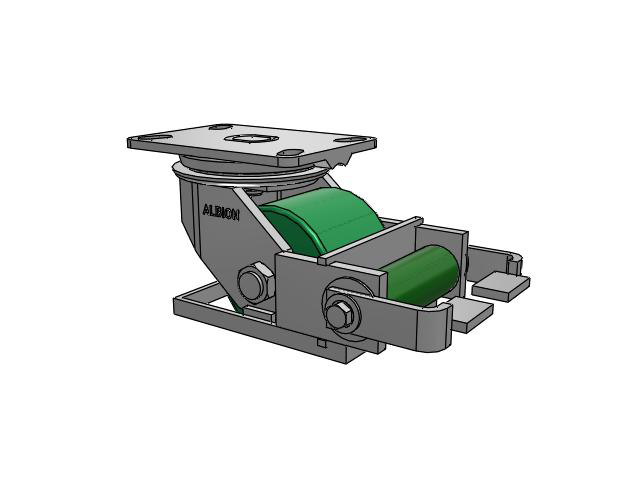 81 Series Top Plate Swivel Caster with 4 x 3.25 Green Tread on Aluminum Core PA - Polyurethane (Aluminum Core) Wheel and Poly Cam Brake