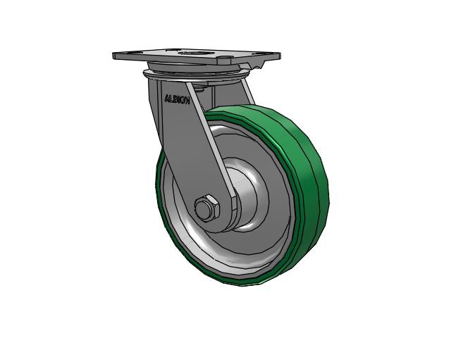 81 Series Top Plate Swivel Caster with 8 x 2.5 Green Tread on Aluminum Core PA - Polyurethane (Aluminum Core) Wheel