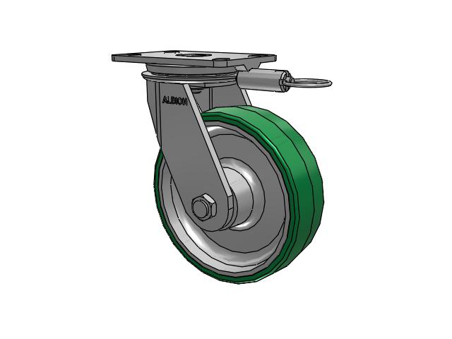 81 Series Top Plate Swivel Caster with 8 x 2.5 Green Tread on Aluminum Core PA - Polyurethane (Aluminum Core) Wheel