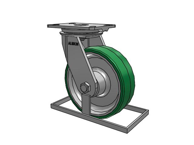 81 Series Top Plate Swivel Caster with 8 x 2.5 Green Tread on Aluminum Core PA - Polyurethane (Aluminum Core) Wheel