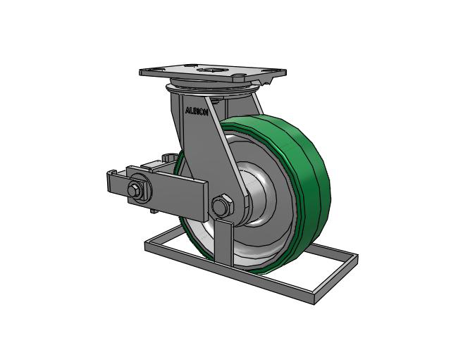 81 Series Top Plate Swivel Caster with 8 x 3 Green Tread on Aluminum Core PA - Polyurethane (Aluminum Core) Wheel and Poly Cam Brake