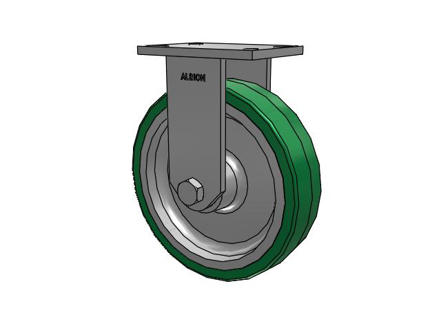81 Series Top Plate Rigid Caster with 10 x 2.5 Green Tread on Aluminum Core PA - Polyurethane (Aluminum Core) Wheel
