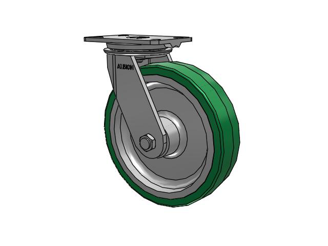 81 Series Top Plate Swivel Caster with 10 x 2.5 Green Tread on Aluminum Core PA - Polyurethane (Aluminum Core) Wheel