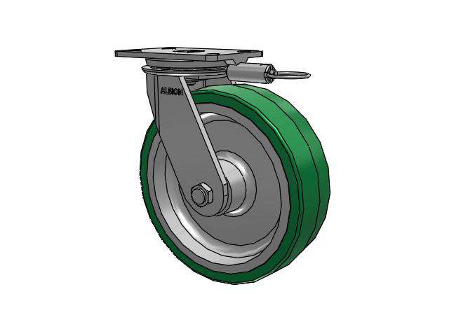 81 Series Top Plate Swivel Caster with 10 x 3 Green Tread on Aluminum Core PA - Polyurethane (Aluminum Core) Wheel