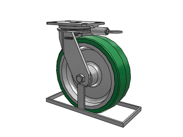 81 Series Top Plate Swivel Caster with 10 x 3 Green Tread on Aluminum Core PA - Polyurethane (Aluminum Core) Wheel