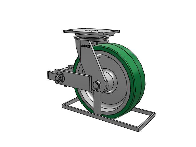 81 Series Top Plate Swivel Caster with 10 x 3 Green Tread on Aluminum Core PA - Polyurethane (Aluminum Core) Wheel and Poly Cam Brake