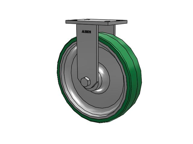 81 Series Top Plate Rigid Caster with 12 x 3 Green Tread on Aluminum Core PA - Polyurethane (Aluminum Core) Wheel