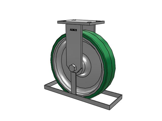 81 Series Top Plate Rigid Caster with 12 x 3 Green Tread on Aluminum Core PA - Polyurethane (Aluminum Core) Wheel