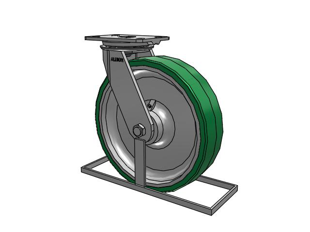 81 Series Top Plate Swivel Caster with 12 x 3 Green Tread on Aluminum Core PA - Polyurethane (Aluminum Core) Wheel