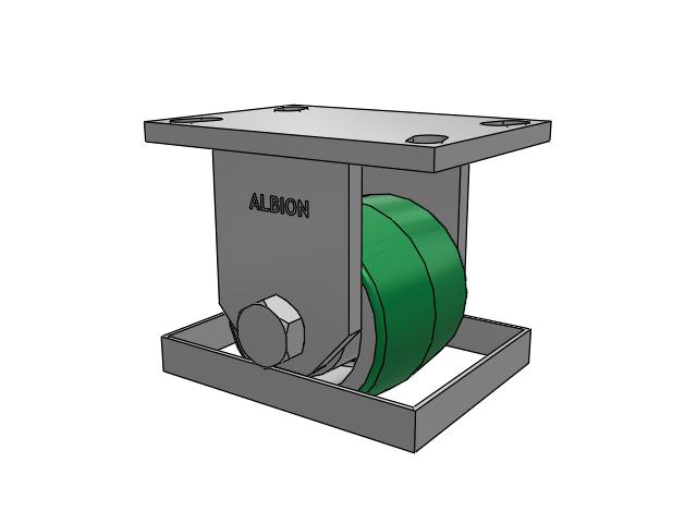 81 Series Top Plate Rigid Caster with 4 x 3.25 Green Tread on Aluminum Core PD - Polyurethane (Aluminum Core) Wheel