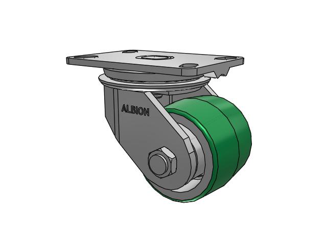 81 Series Top Plate Swivel Caster with 4 x 3.25 Green Tread on Aluminum Core PD - Polyurethane (Aluminum Core) Wheel