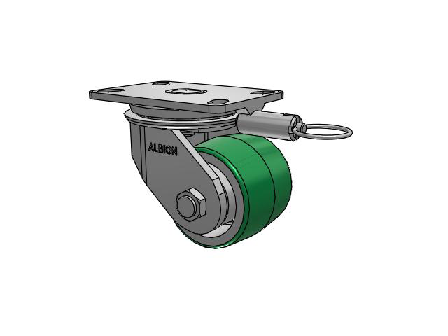 81 Series Top Plate Swivel Caster with 4 x 3.25 Green Tread on Aluminum Core PD - Polyurethane (Aluminum Core) Wheel