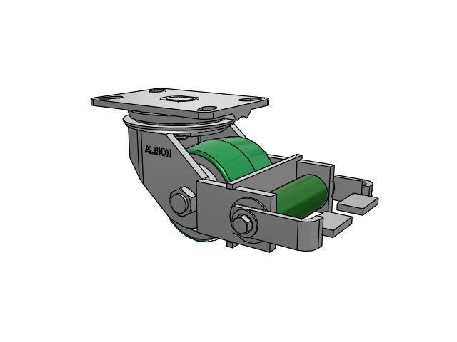 81 Series Top Plate Swivel Caster with 4 x 3.25 Green Tread on Aluminum Core PD - Polyurethane (Aluminum Core) Wheel and Poly Cam Brake