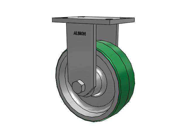 81 Series Top Plate Rigid Caster with 8 x 3 Green Tread on Aluminum Core PD - Polyurethane (Aluminum Core) Wheel
