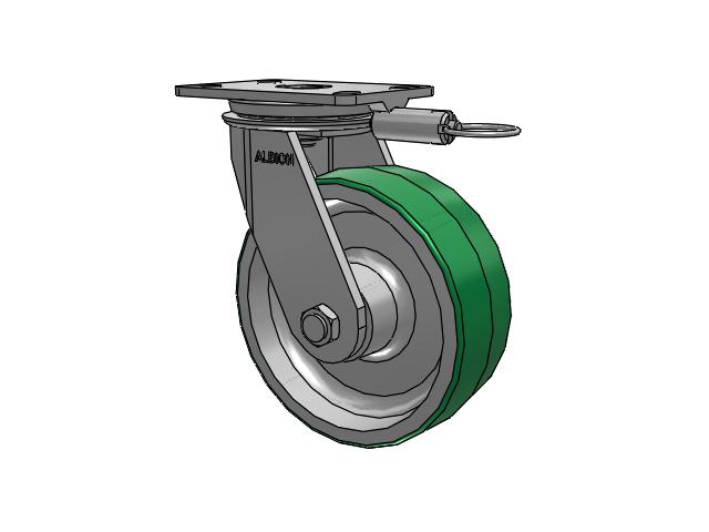 81 Series Top Plate Swivel Caster with 8 x 3 Green Tread on Aluminum Core PD - Polyurethane (Aluminum Core) Wheel