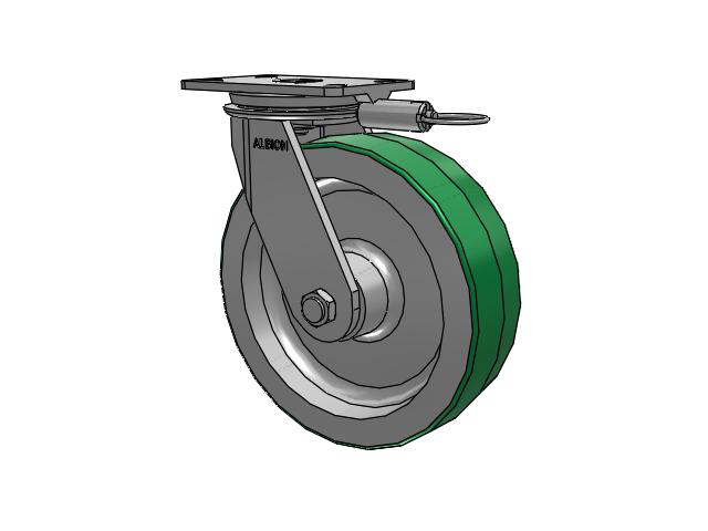 81 Series Top Plate Swivel Caster with 10 x 3 Green Tread on Aluminum Core PD - Polyurethane (Aluminum Core) Wheel