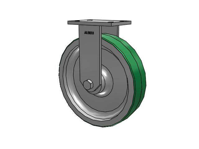 81 Series Top Plate Rigid Caster with 12 x 3 Green Tread on Aluminum Core PD - Polyurethane (Aluminum Core) Wheel