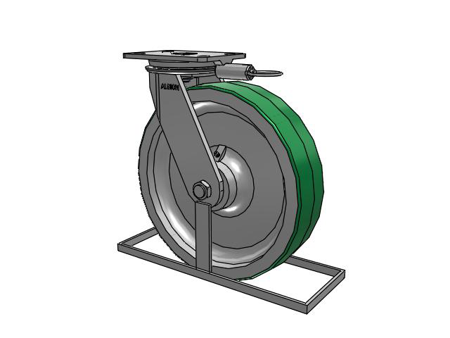 81 Series Top Plate Swivel Caster with 12 x 3 Green Tread on Aluminum Core PD - Polyurethane (Aluminum Core) Wheel