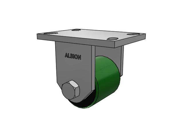 81 Series Top Plate Rigid Caster with 3.25 x 3.25 Green Tread on Black Cast Iron Core PY - Polyurethane (Cast Iron Core) Wheel