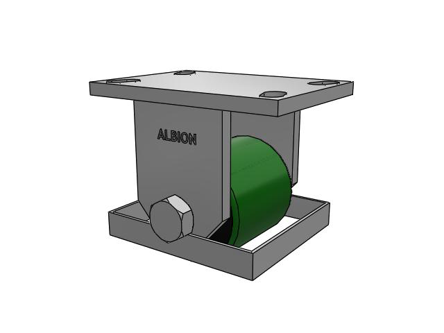 Roulette rigide à plaque supérieure de la série 81, avec bande de roulement verte de 3,25 x 3,25 sur noyau en fonte noire PY - Roue en polyuréthane (noyau en fonte)