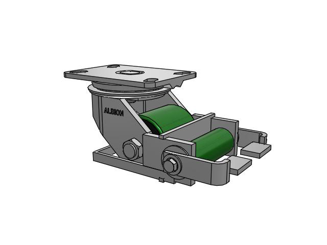81 Series Top Plate Swivel Caster with 3.25 x 3.25 Green Tread on Black Cast Iron Core PY - Polyurethane (Cast Iron Core) Wheel and Poly Cam Brake