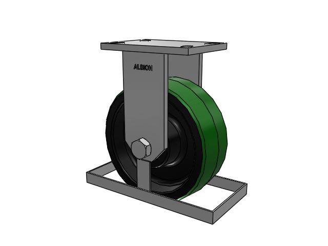 81 Series Top Plate Rigid Caster with 8 x 3 Green Tread on Black Cast Iron Core PY - Polyurethane (Cast Iron Core) Wheel
