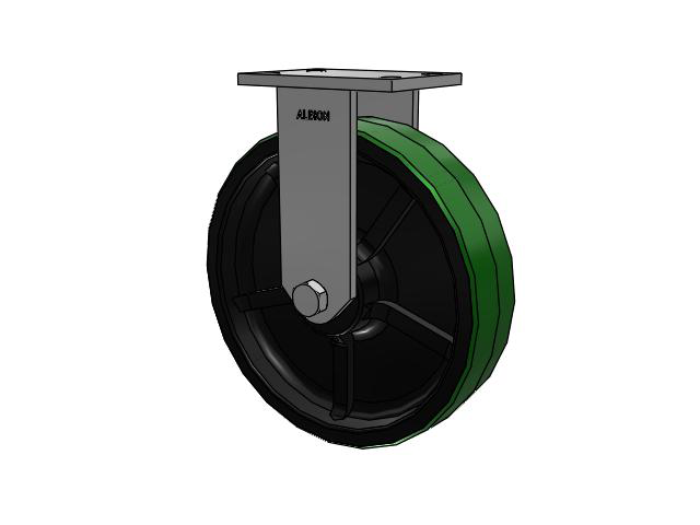 81 Series Top Plate Rigid Caster with 12 x 3 Green Tread on Black Cast Iron Core PY - Polyurethane (Cast Iron Core) Wheel